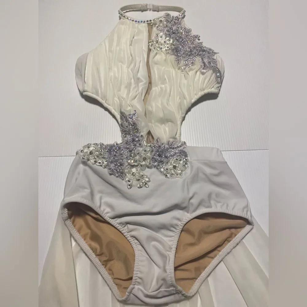 Glamour White competition Solo Dance Costume Lyrical Contemporary Adult Small